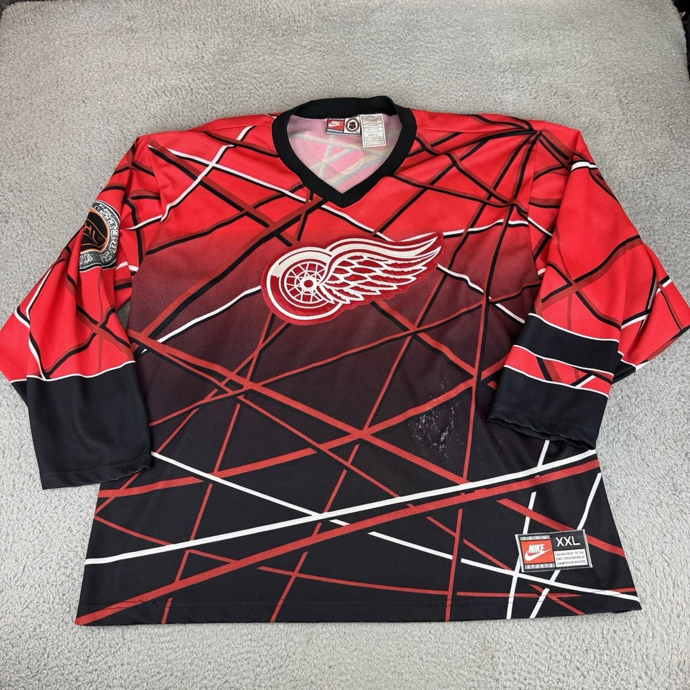 Vintage Nike Detroit Red Wings NHL Street Hockey Jersey Mens Xxl Red 90s VTG